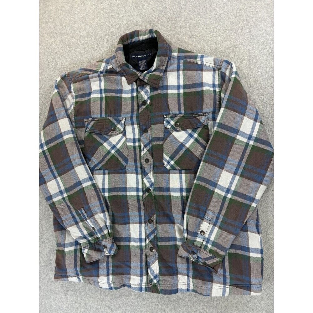 Exofficio Insulated Long Sleeve Jacket Shirt (Men's 2XL) Plaid - Blue